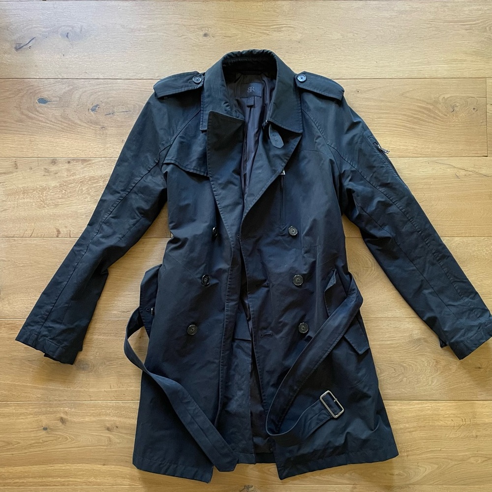 Banana Republic lightweight black trench coat.